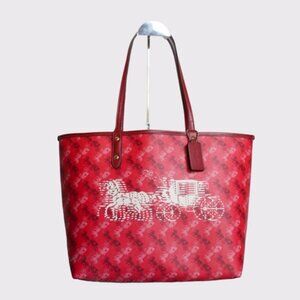 Nwt Coach Reversible Red Horse & Carriage Shoulder Bag Purse